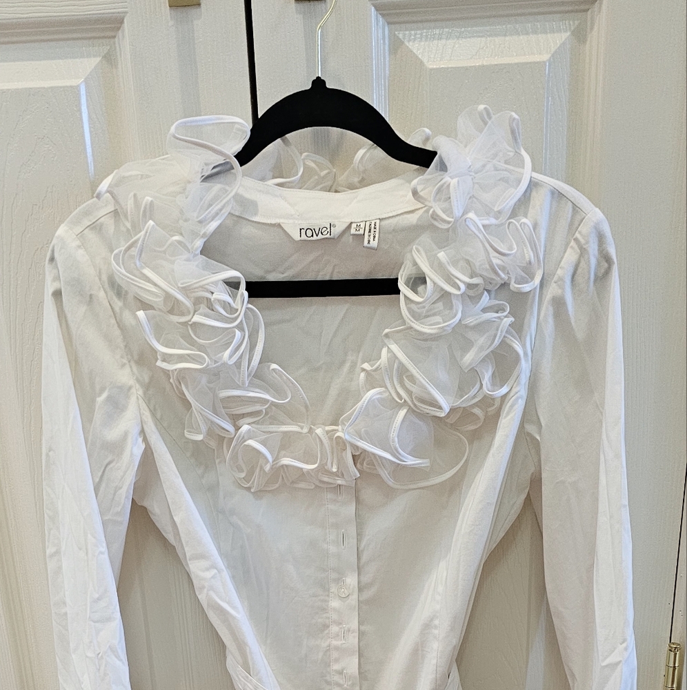 Elegant White Ruffle Blouse